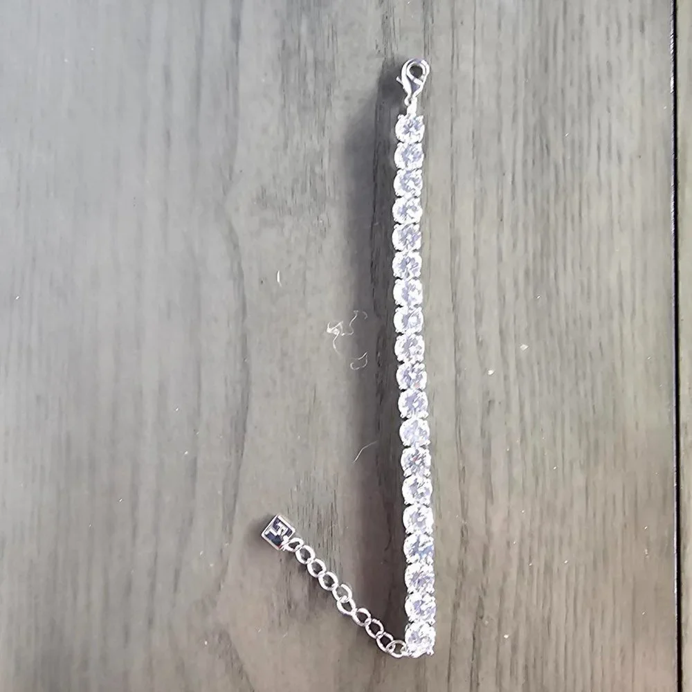 Clear Impression Tennis Bracelet Set in Silver